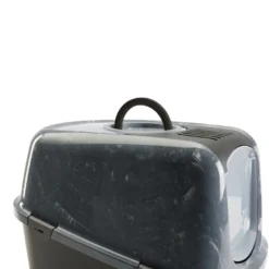 Katteboks Nestor Jumbo Marble med tak, 66,5x48,5x46,5cm, Grå/Svart