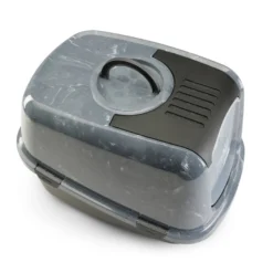 Katteboks Nestor Jumbo Marble med tak, 66,5x48,5x46,5cm, Grå/Svart