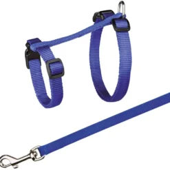 Kattesele+bånd for store katter XL, nylon, Bl-farger. 34-57 cm/13 mm