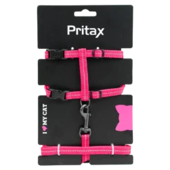 Kattesele med bånd Maja Hals 22-35 cm Bryst 27-45 cm Bånd 10 mm x 120 cm Rosa