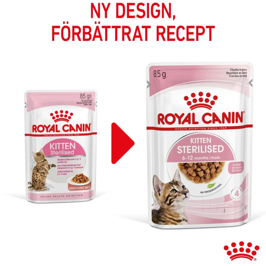 Kitten Sterilised Gravy Våtfôr for kattunger 85 g x 12 stk