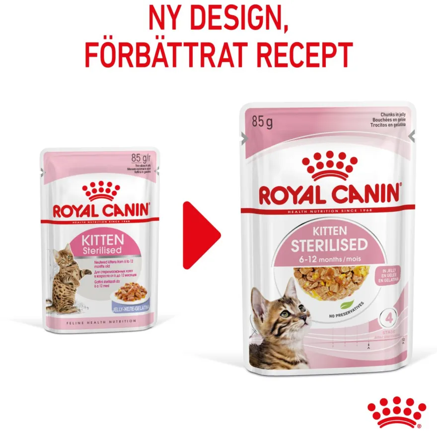 Kitten Sterilised Jelly Våtfôr for kattunger 85 g x 12 stk