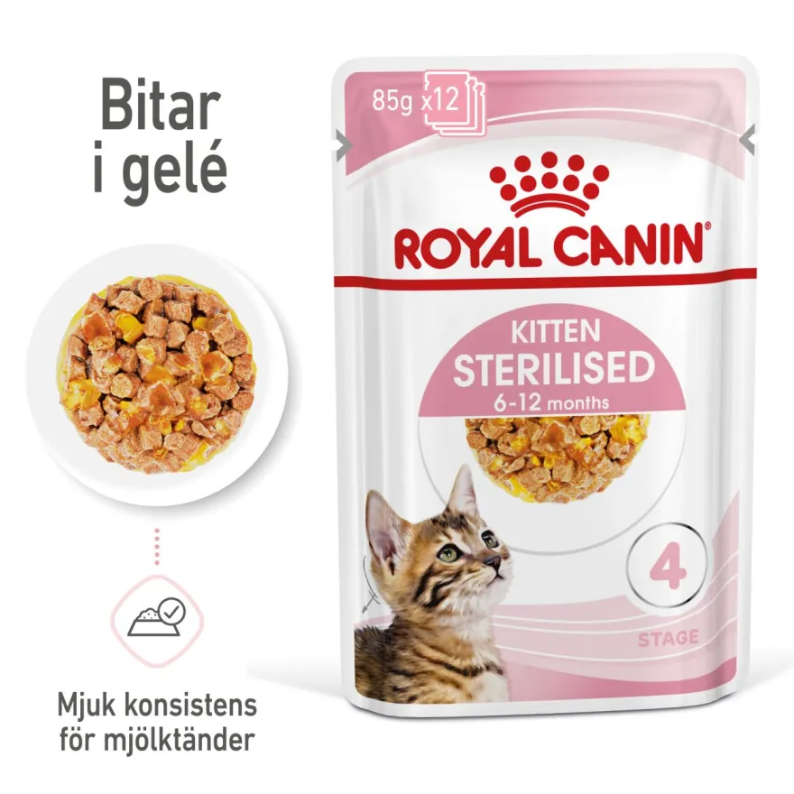 Kitten Sterilised Jelly Våtfôr for kattunger 85 g x 12 stk
