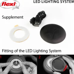 LED-belysningssystem integrert med batteri + USB, svart