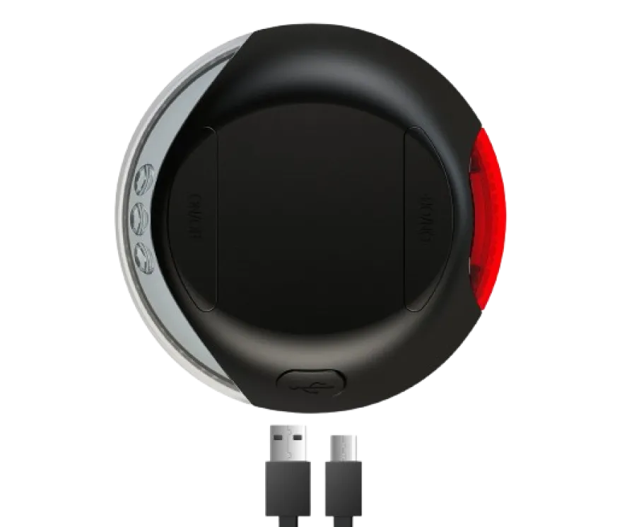 LED-belysningssystem integrert med batteri + USB, svart