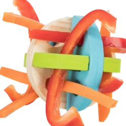 Lek- og snackball i tre som kan fylles for gnagere Mix 8 cm