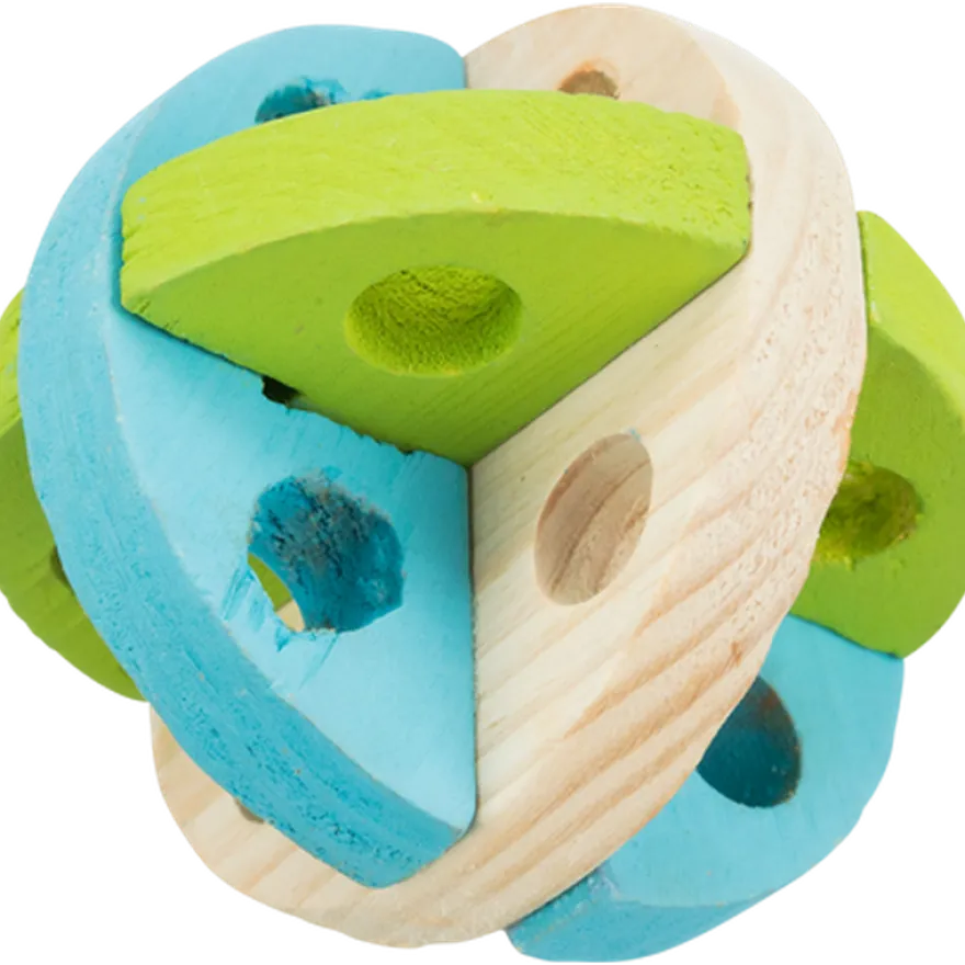 Lek- og snackball i tre som kan fylles for gnagere Mix 8 cm