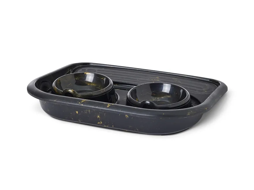 Matbar Butler Marble svart gull, 45x36x8cm, 2x300ml