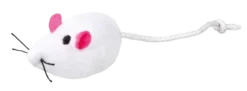 Plysjmus med bjelle, 5 cm, 2 stk, hvit/grå