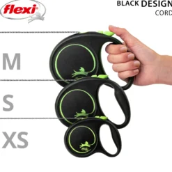Rullebånd Black Design Cord, 3m, XS, maks 8kg, Grønn