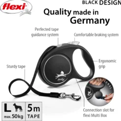 Rullebånd Black Design Tape, 5m, M, maks 25kg, Sølv
