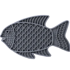 Slikkematte Fisk, 22x13cm, Grå