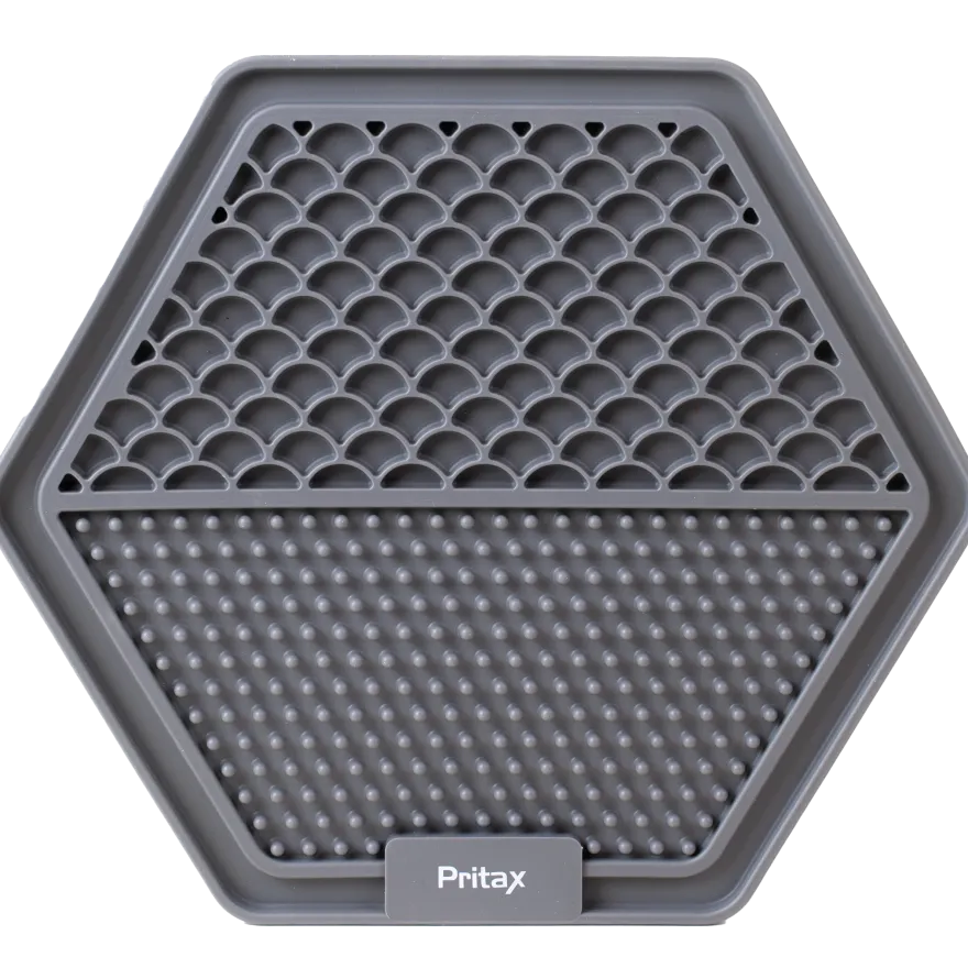 Slikkematte Hexagon, 22 cm, grå