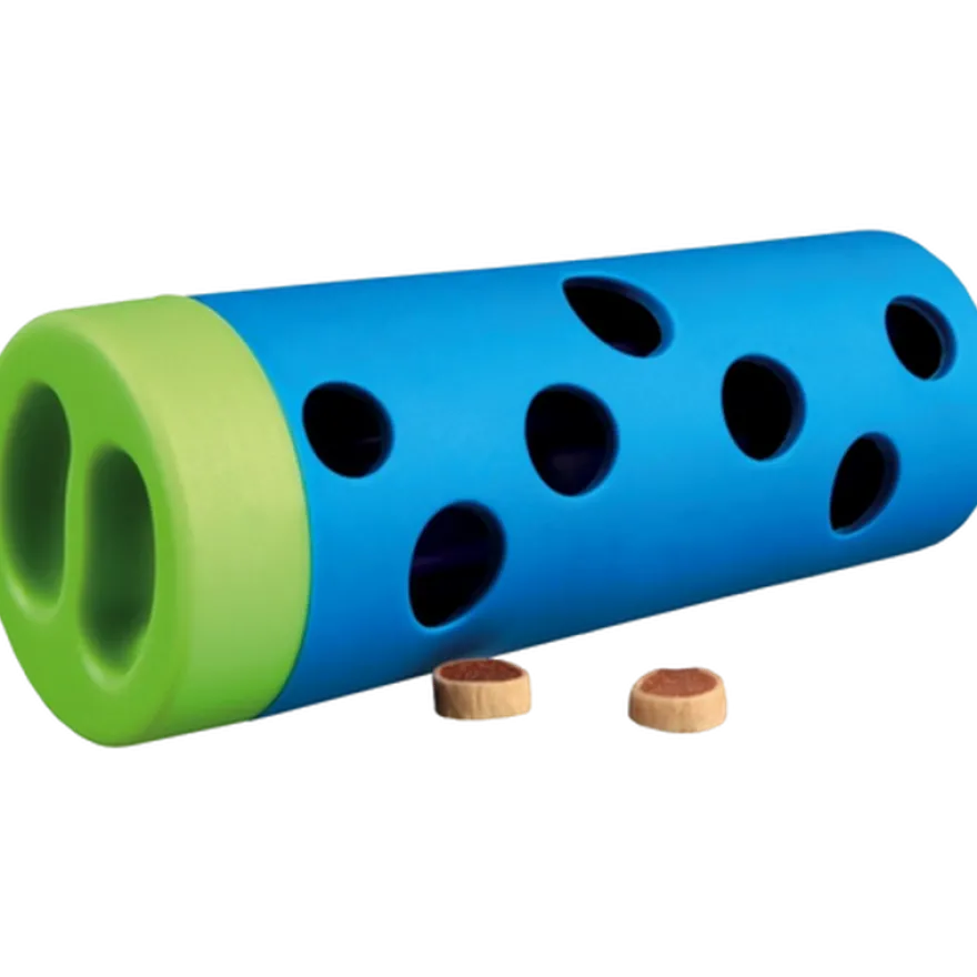 Snackrull for hund i naturgummi blå 14 cm
