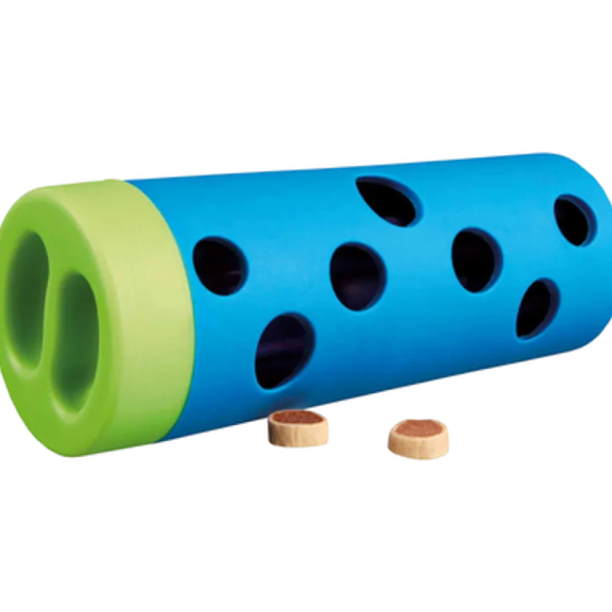 Snackrull for hund i naturgummi blå 14 cm