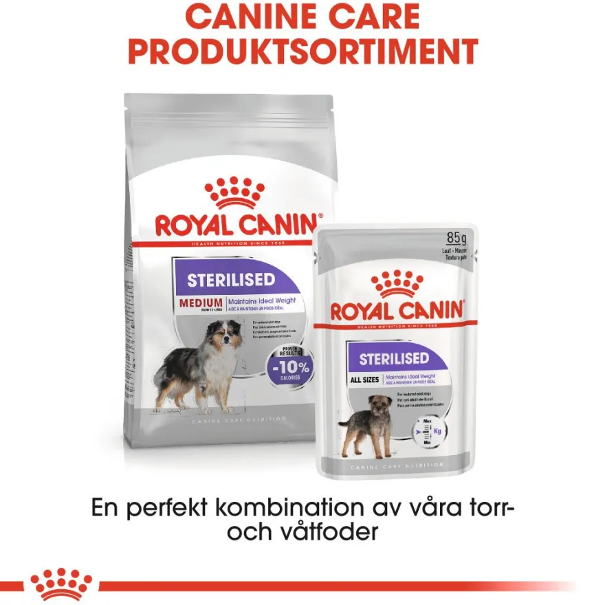 Sterilisert tørrfôr for voksne medium hunder 3 kg