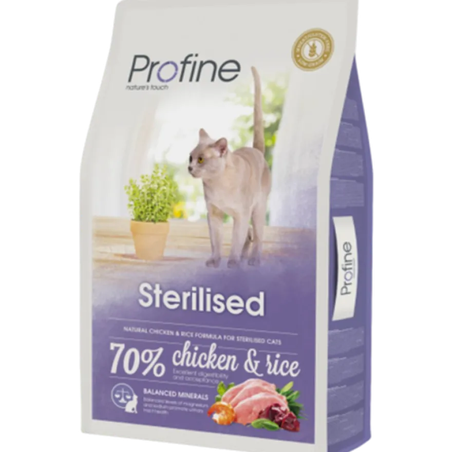 Sterilisert tørrfôr til katt, kylling og ris 2 kg