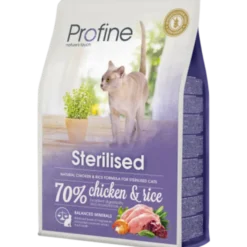 Sterilisert tørrfôr til katt, kylling og ris 2 kg