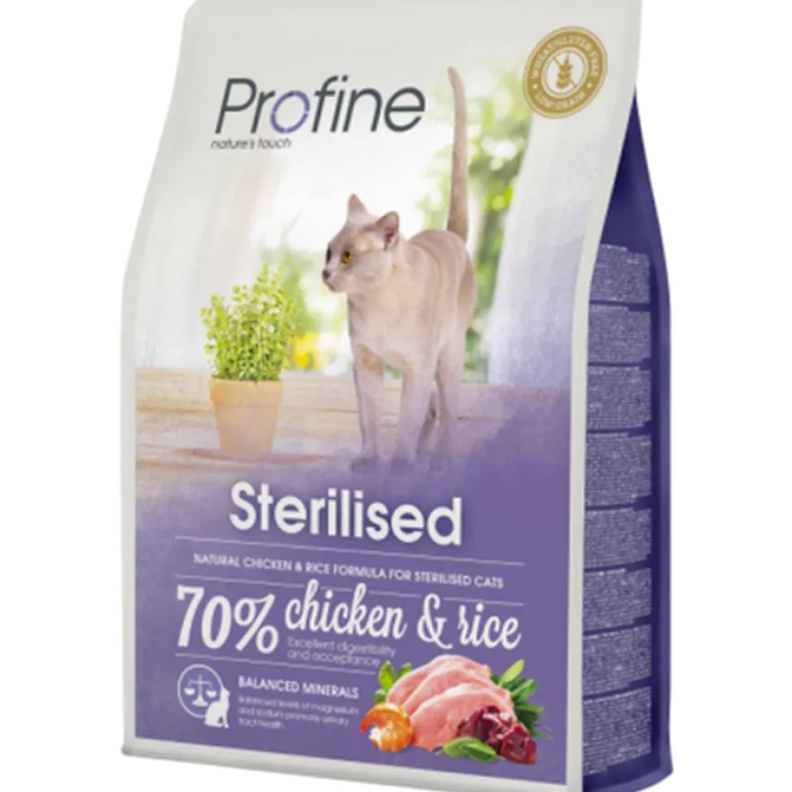 Sterilisert tørrfôr til katt, kylling og ris 2 kg