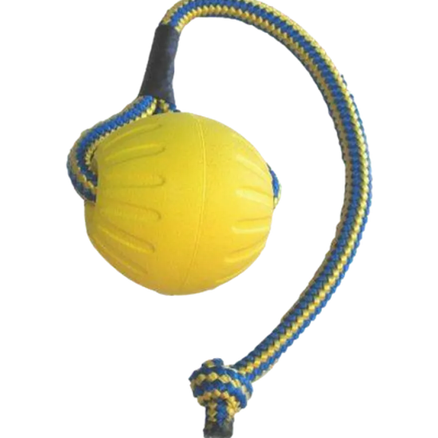 Swing & Fling Durafoam Fetch Ball på tau Gul Medium