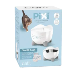 Vannfontene med matskål Pixi White